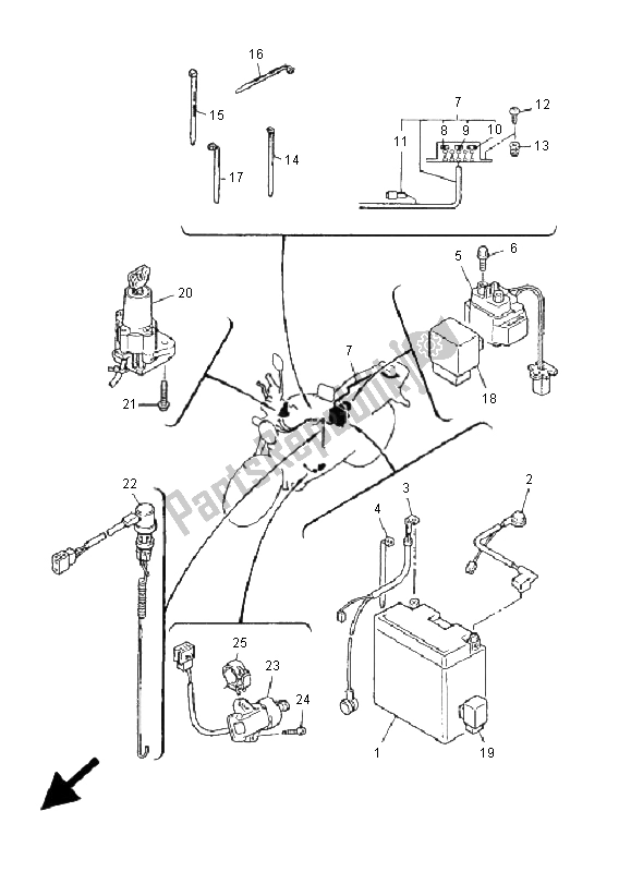 All parts for the Electrical 2 of the Yamaha XJR 1300 SP 2001