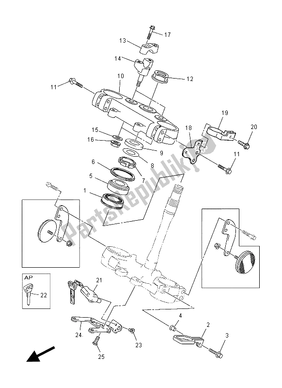 Wszystkie części do Sterowniczy Yamaha WR 450F 2012