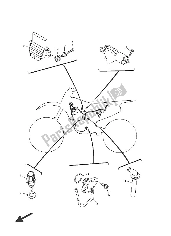 All parts for the Electrical 1 of the Yamaha YZ 250 FX 2016