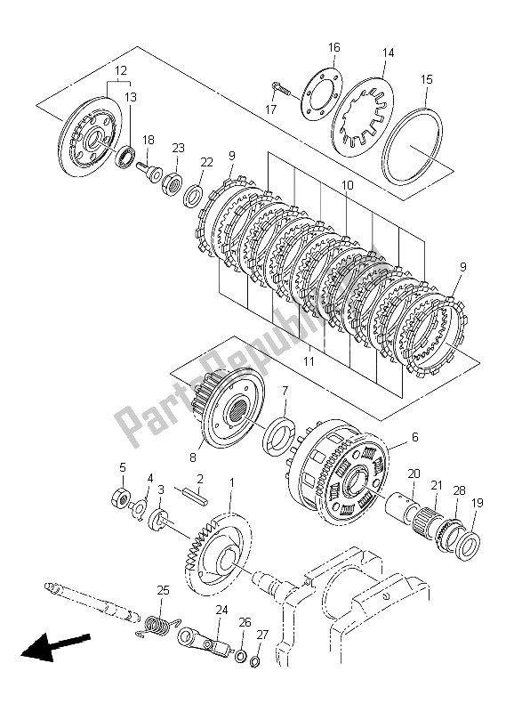 All parts for the Clutch of the Yamaha XVS 950A 2009