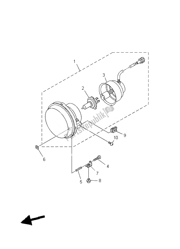 All parts for the Headlight of the Yamaha YFM 700F Grizzly FI EPS 4X4 2010