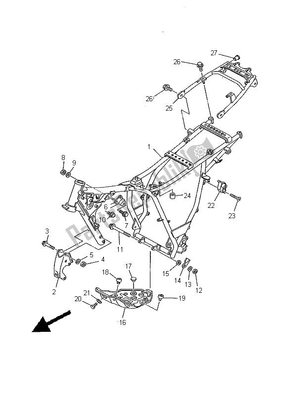 All parts for the Frame of the Yamaha TW 125 2000