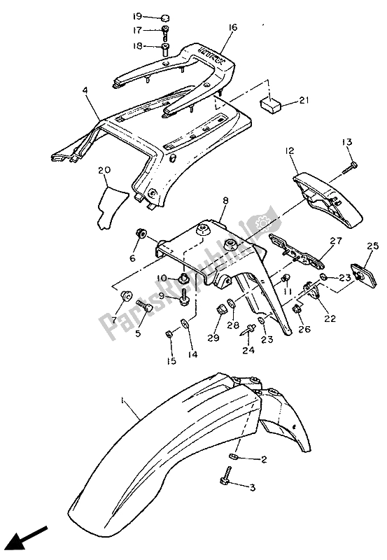 All parts for the Fender of the Yamaha XT 600E 1990