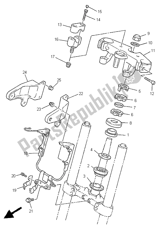 All parts for the Steering of the Yamaha XJR 1200 SP 1997