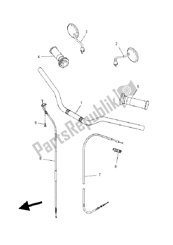 All parts for the Steering Handle & Cable of the Yamaha WR 125R 2011