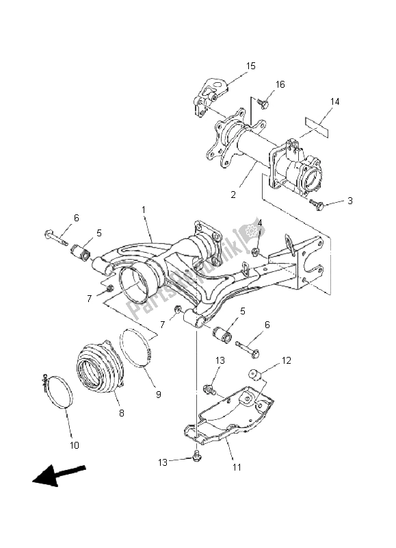 All parts for the Rear Arm of the Yamaha YFM 350 FA Bruin 4X4 2006