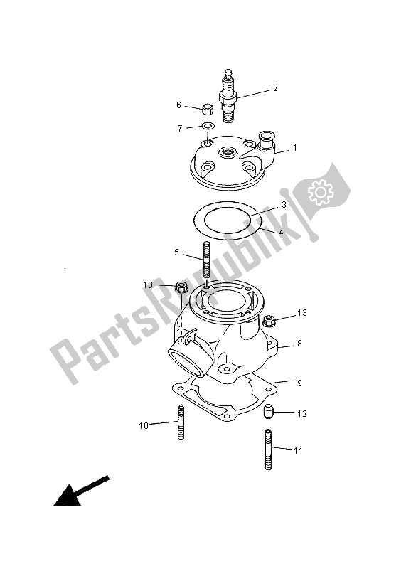 All parts for the Cylinder of the Yamaha YZ 80 SW LW 2000