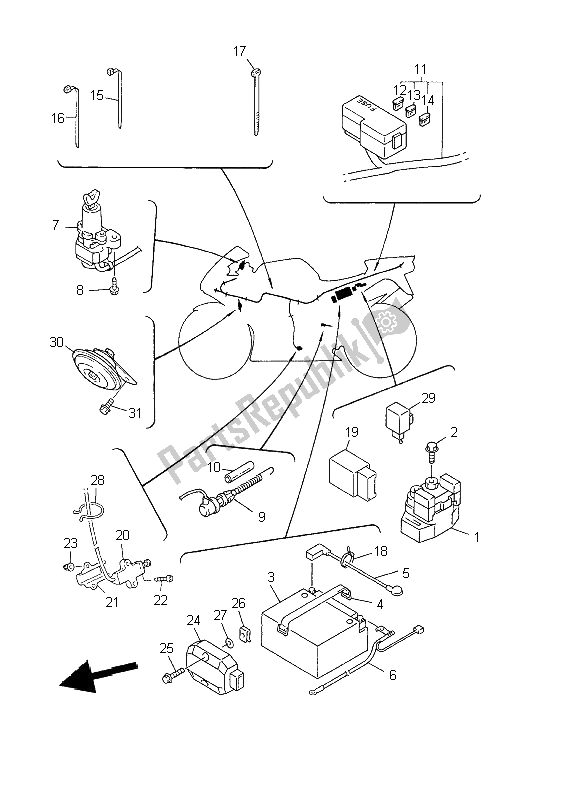 Tutte le parti per il Elettrico 2 del Yamaha YZF R6 600 2002