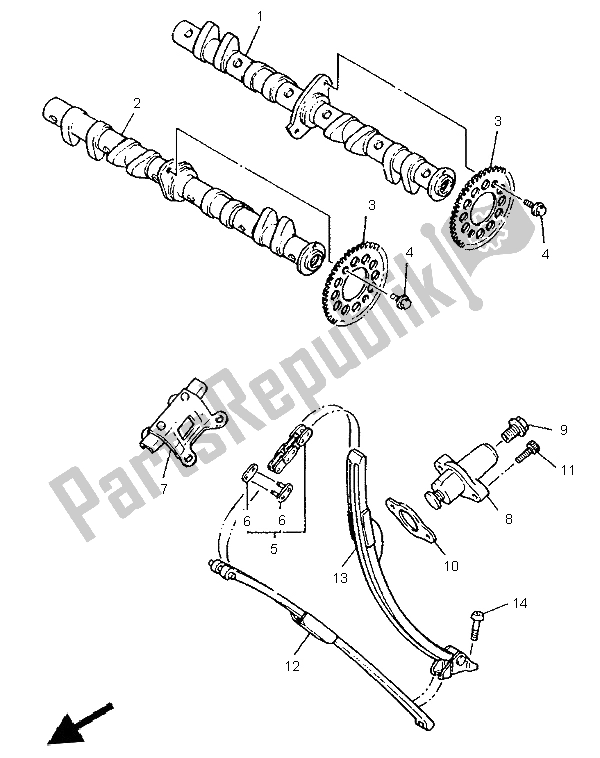 Toutes les pièces pour le Arbre à Cames Et Chaîne du Yamaha YZF 600R Thundercat 1997