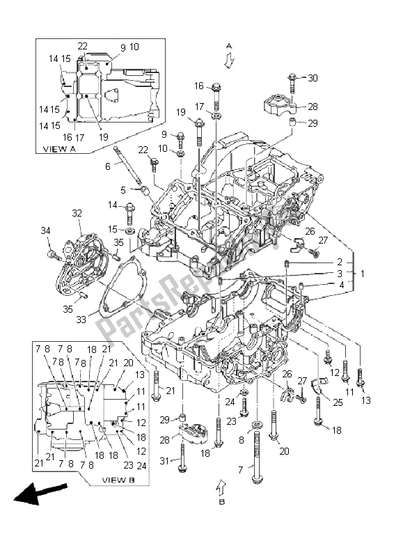 Todas las partes para Caja Del Cigüeñal de Yamaha TDM 900A 2008