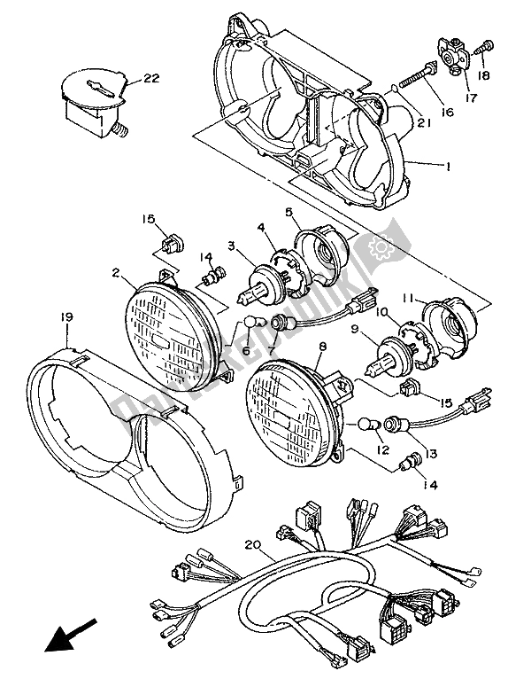 Toutes les pièces pour le Alternatif (phare) (pour Le Royaume-uni) du Yamaha XTZ 750 Supertenere 1993