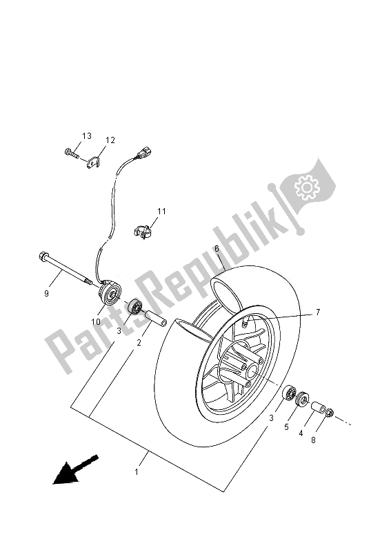 All parts for the Front Wheel of the Yamaha EW 50N 2013