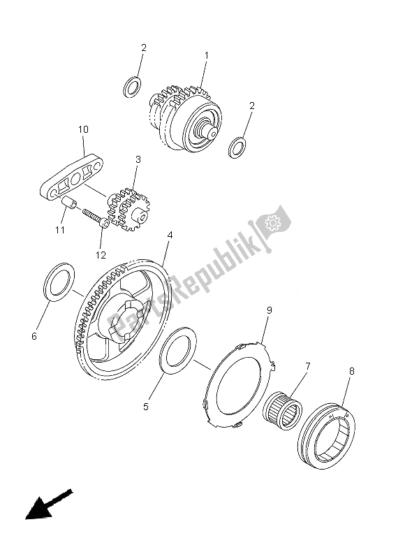 All parts for the Starter Clutch of the Yamaha WR 250F 2013