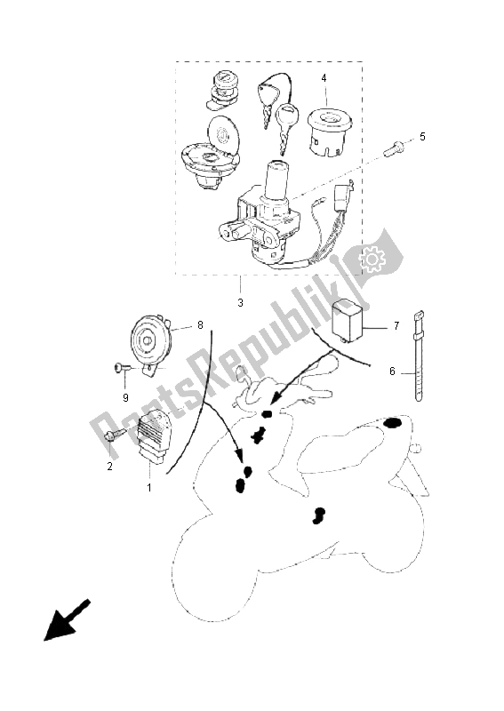 Tutte le parti per il Elettrico 1 del Yamaha YQ 50L Aerox Replica 2005