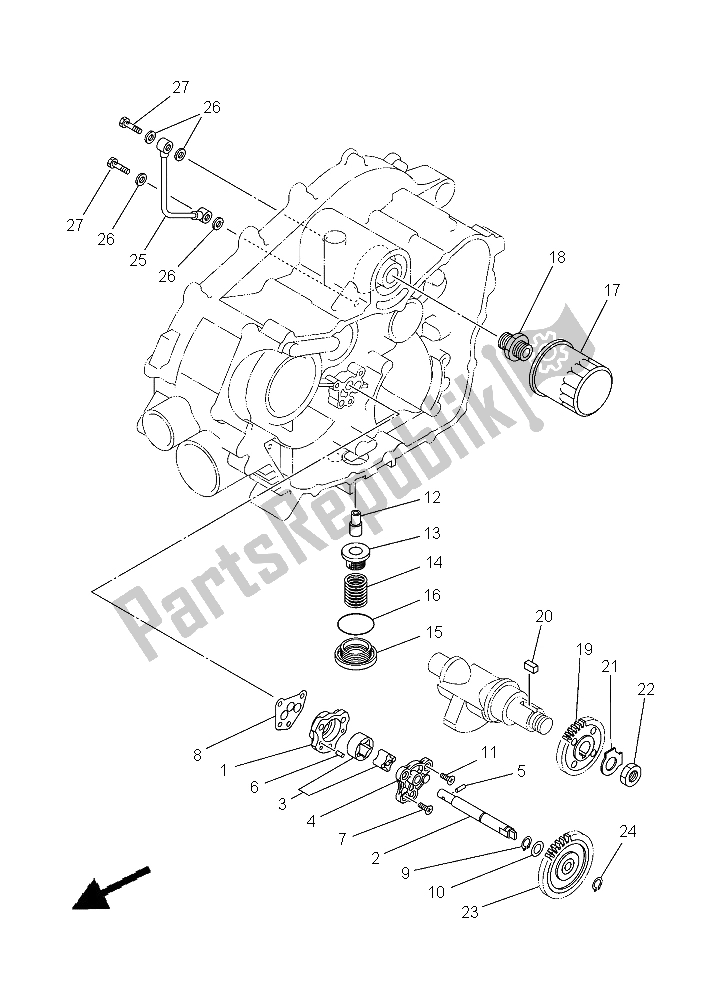 All parts for the Oil Pump of the Yamaha YFM 450 Fwad IRS Grizzly 4X4 2015