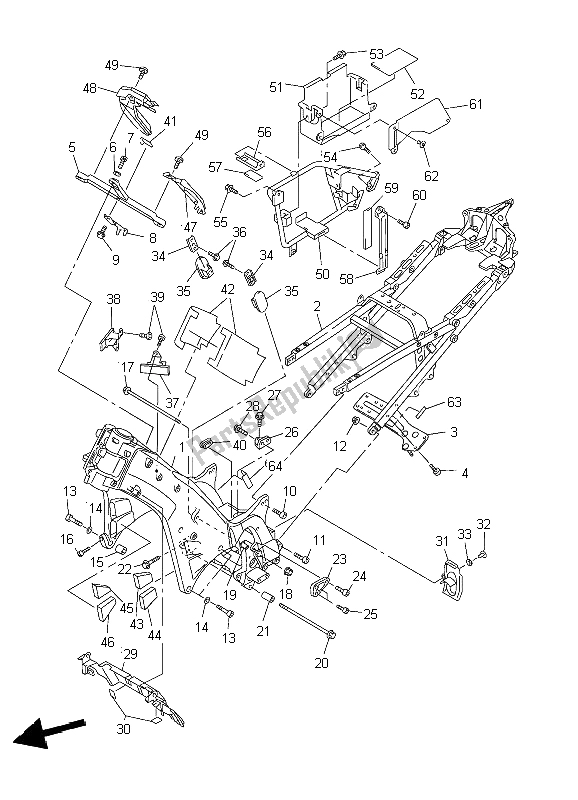 All parts for the Frame of the Yamaha FJR 1300A 2004