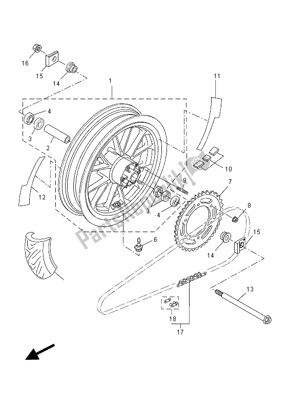 All parts for the Rear Wheel (mnm3-vyr1) of the Yamaha YZF R 125 2015