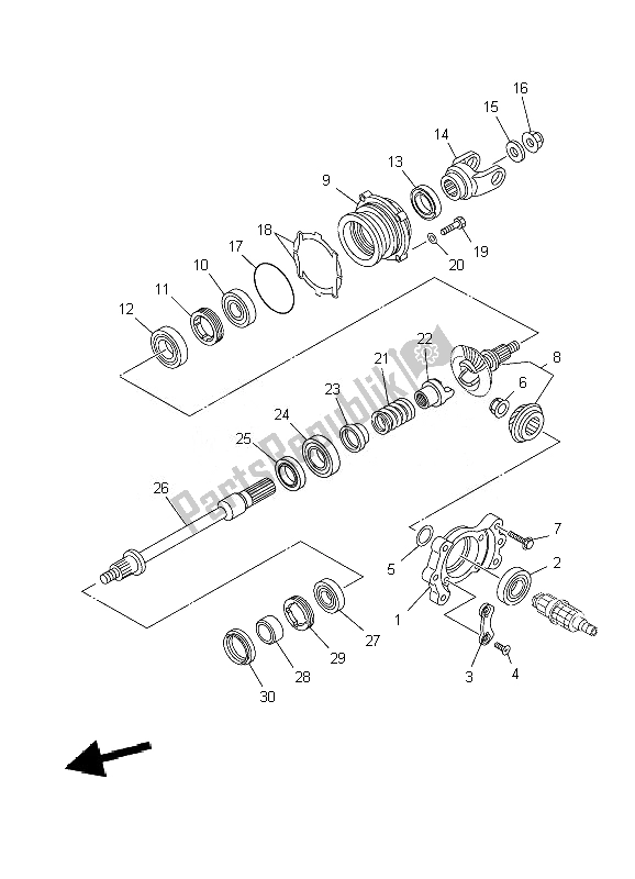 Tutte le parti per il Marcia Centrale del Yamaha YFM 450 FX Wolverine 4X4 2010