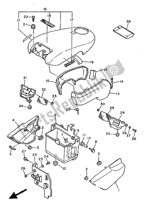 Todas as partes de Tampa Lateral E Tanque De óleo do Yamaha FZX 750 1988