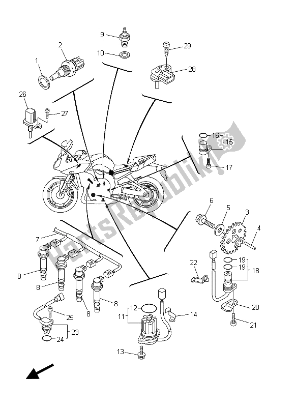 All parts for the Electrical 1 of the Yamaha FZ8 SA 800 2015