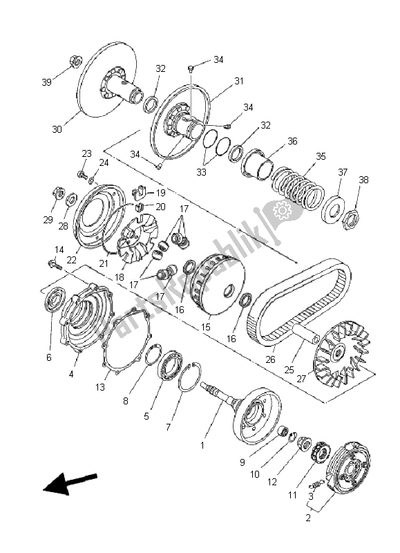 Toutes les pièces pour le Embrayage du Yamaha YFM 350 Grizzly 2X4 2007