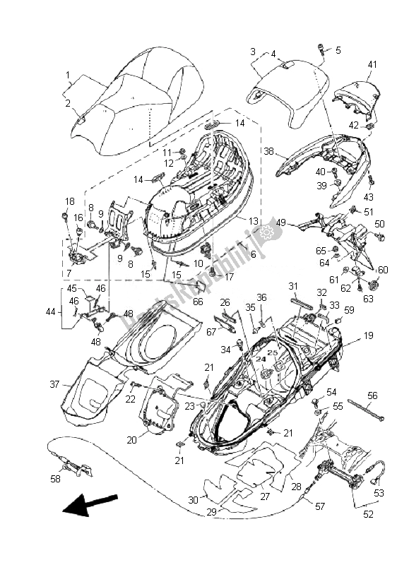 All parts for the Seat of the Yamaha YP 400 Majesty 2010