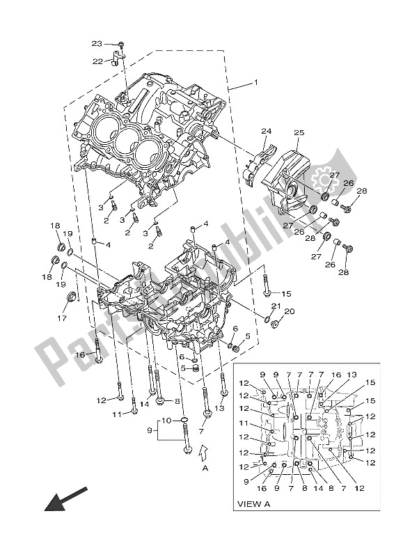 Todas las partes para Caja Del Cigüeñal de Yamaha XSR 900 2016