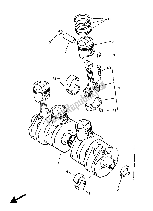 Todas las partes para Cigüeñal Y Pistón de Yamaha FZ 600 1986