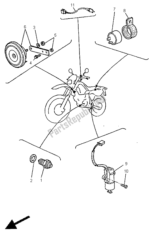 Tutte le parti per il Elettrico 2 del Yamaha TT 600E 1998
