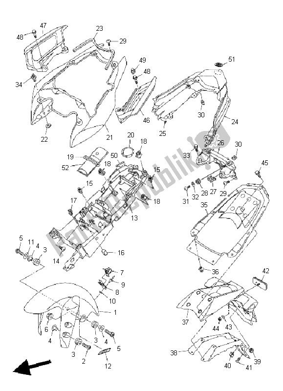 All parts for the Fender of the Yamaha FZ8 SA Fazer 800 2011