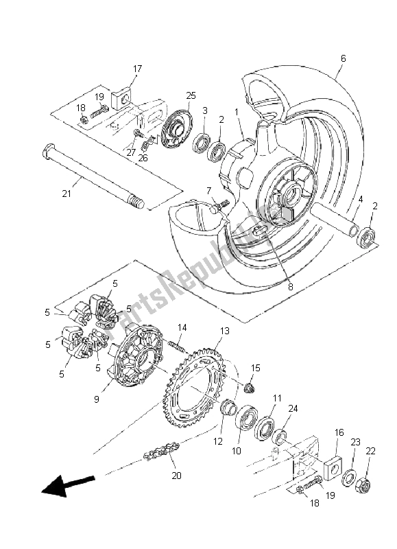 All parts for the Rear Wheel of the Yamaha TDM 900A 2008