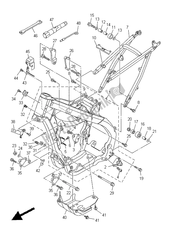 Todas as partes de Quadro, Armação do Yamaha YZ 250F 2012