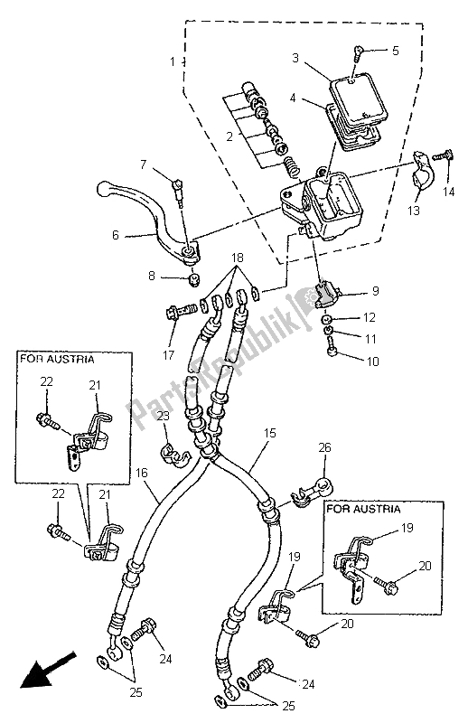 Todas las partes para Cilindro Maestro Delantero de Yamaha XJR 1200 1997