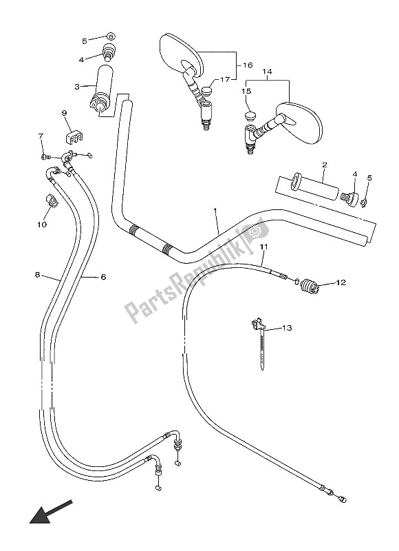 All parts for the Steering Handle & Cable of the Yamaha XVS 1300A 2016