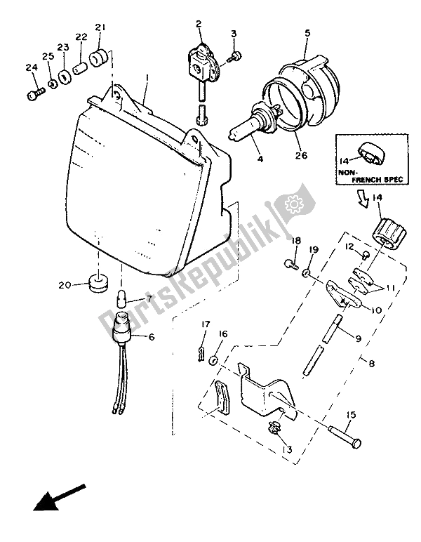 Todas as partes de Farol do Yamaha XVZ 13 TD Venture Royal 1300 1991