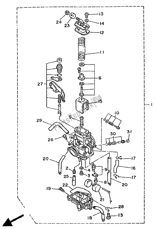 All parts for the Carburetor of the Yamaha DT 125E 1991