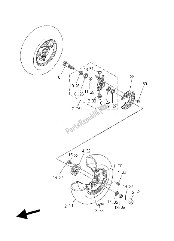 Toutes les pièces pour le Roue Avant du Yamaha YFM 350 Grizzly 2X4 2010