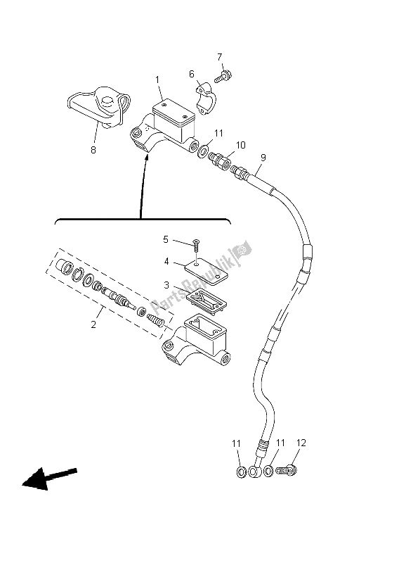 All parts for the Front Master Cylinder (lw) of the Yamaha TT R 125E SW LW 2004
