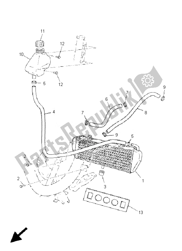 All parts for the Radiator & Hose of the Yamaha CS 50 RR LC JOG 2007