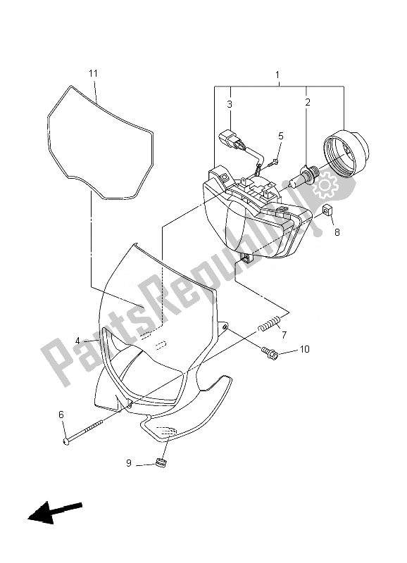 All parts for the Headlight of the Yamaha WR 450F 2007