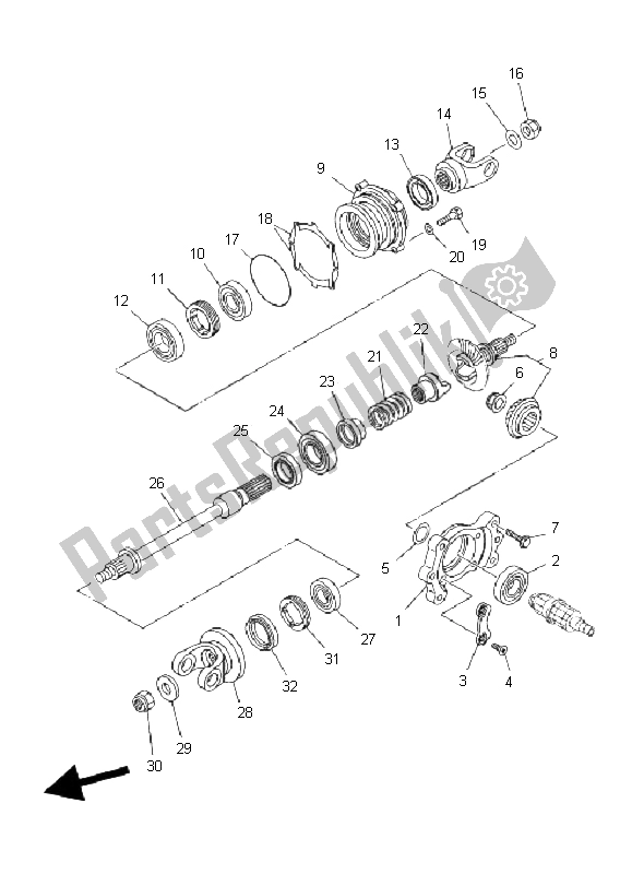 All parts for the Middle Drive Gear of the Yamaha YFM 450F Grizzly EPS Yamaha Black 2011