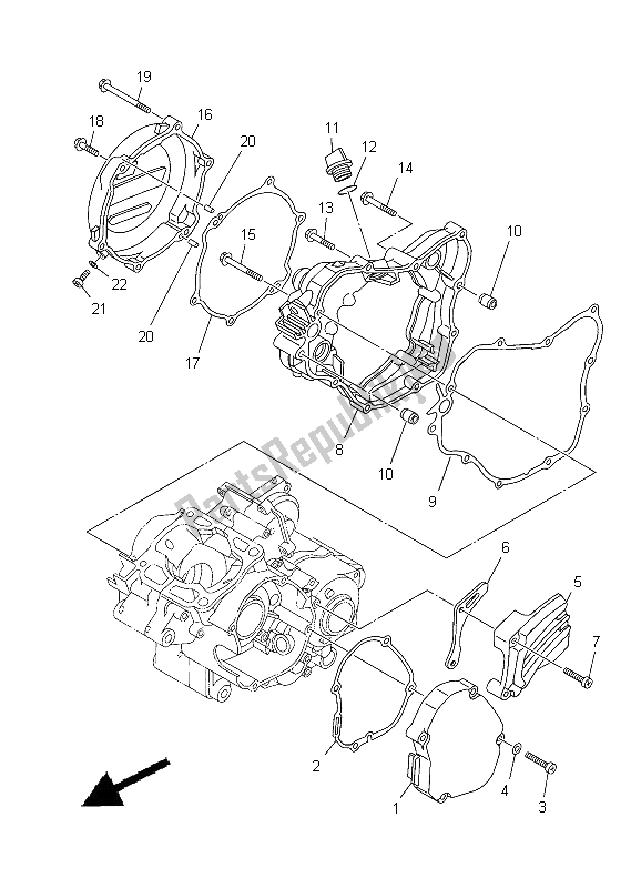 All parts for the Crankcase Cover 1 of the Yamaha YZ 125 2012