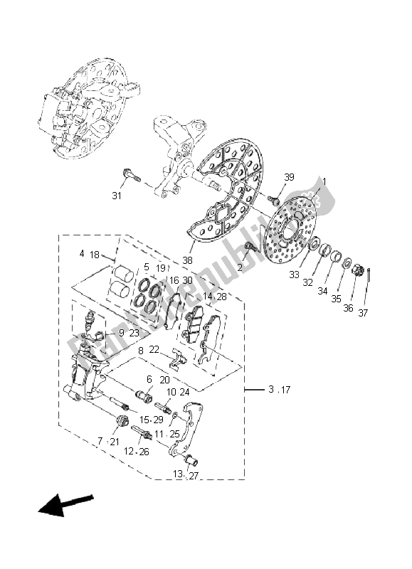 All parts for the Front Brake Caliper of the Yamaha YFM 700R 2008