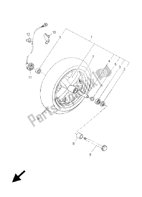 All parts for the Front Wheel of the Yamaha YP 125R X Maxi 2009