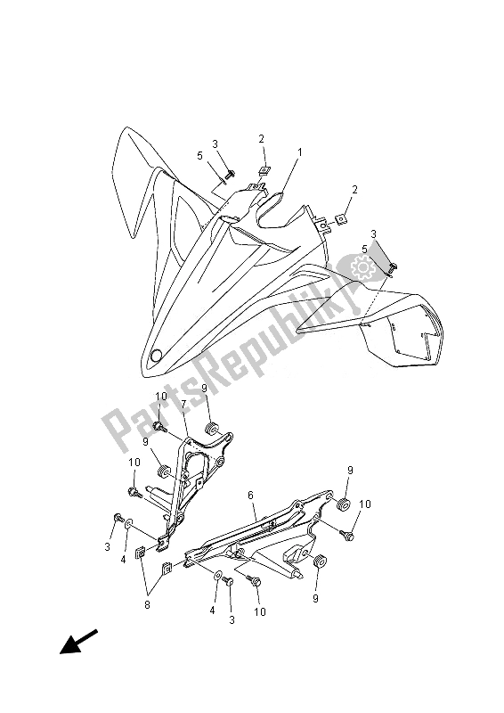 All parts for the Front Fender of the Yamaha YFZ 450 RD 2013