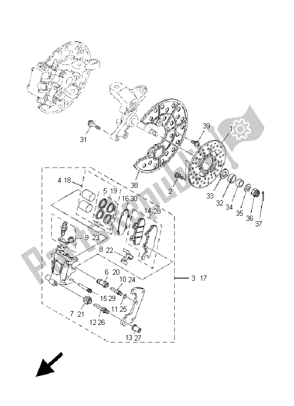 Todas las partes para Pinza De Freno Delantero de Yamaha YFZ 450 2009