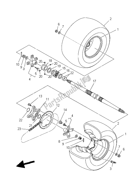 All parts for the Rear Wheel of the Yamaha YFZ 450R SE 2010