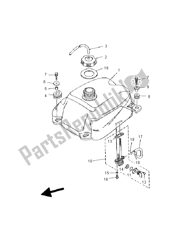 Alle onderdelen voor de Benzinetank van de Yamaha YFM 125 Breeze 2000