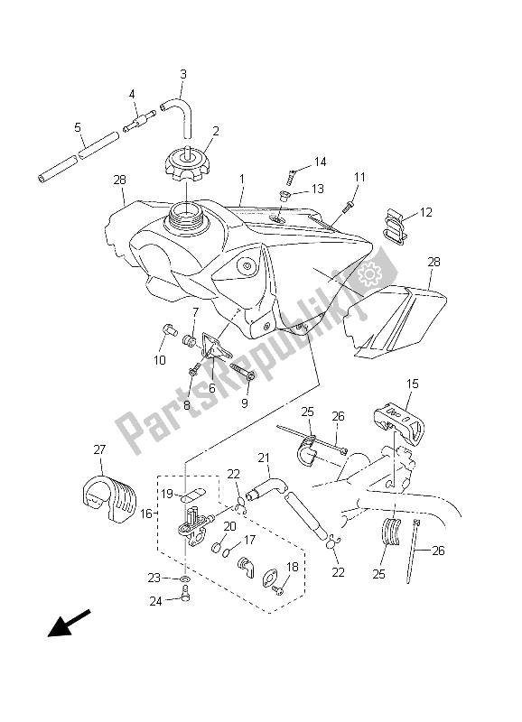 Tutte le parti per il Serbatoio Di Carburante del Yamaha YZ 250F 2003