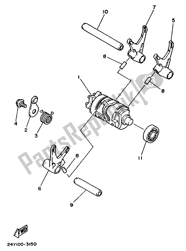 Toutes les pièces pour le Came Et Fourchette De Changement De Vitesse du Yamaha YZ 250 1987